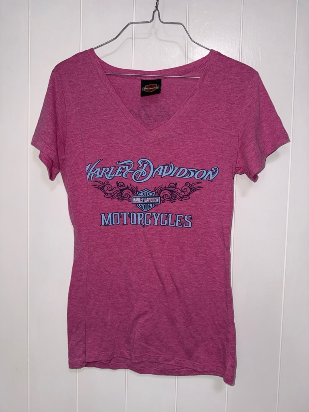 Harley-Davidson Women’s Pink V-Neck Motorcycle Tee